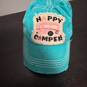 KBETHOS Aqua Distressed Hat with Pink Camper Patch